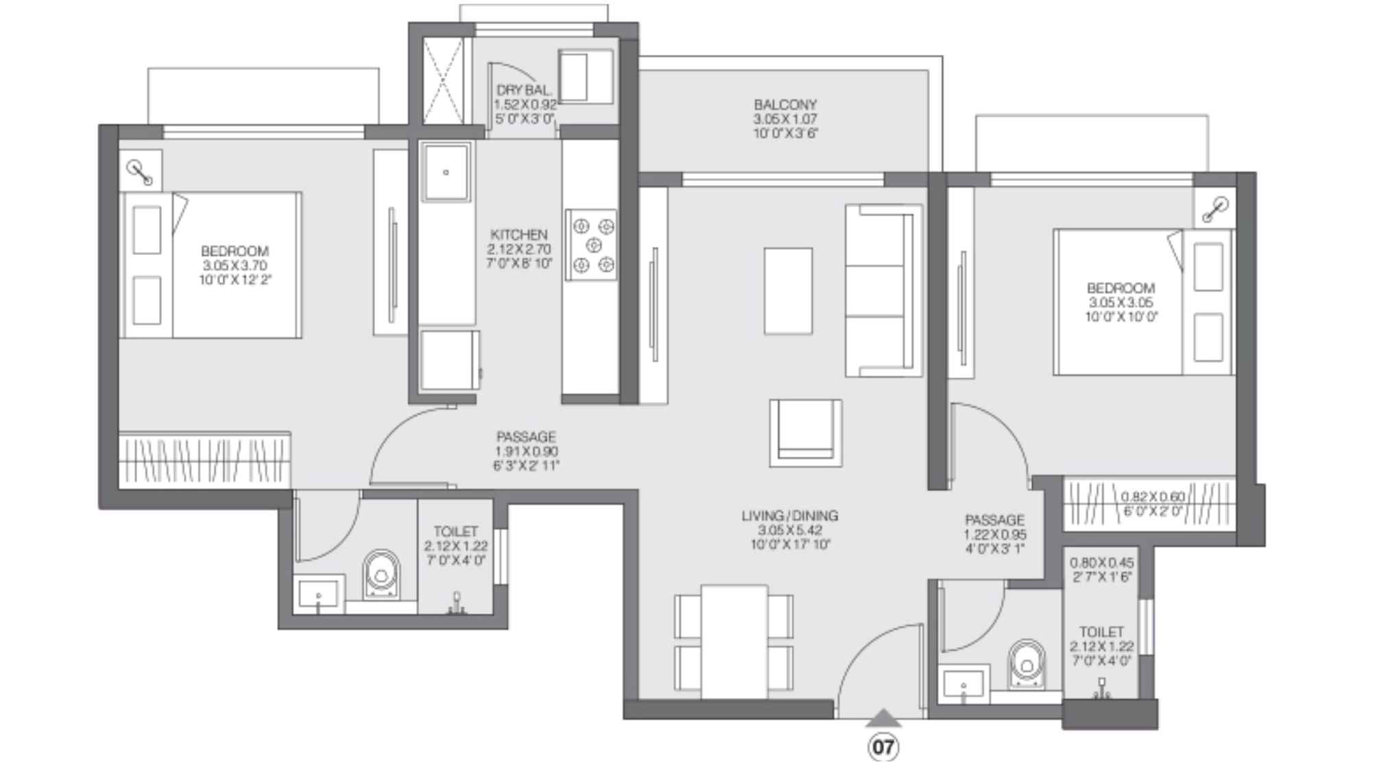 Godrej-Riviera-UnitPlan_2 BHK Luxe-Type-A