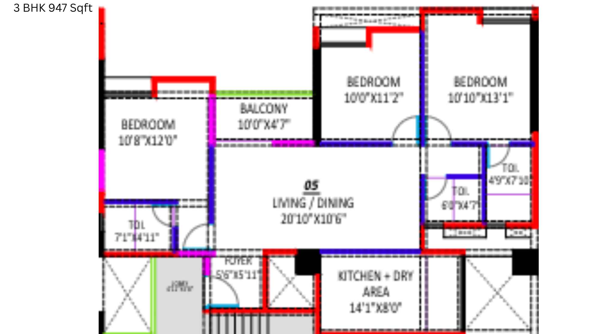 Kiran-Swastik-Gallery-3 BHK-Floor-Plan