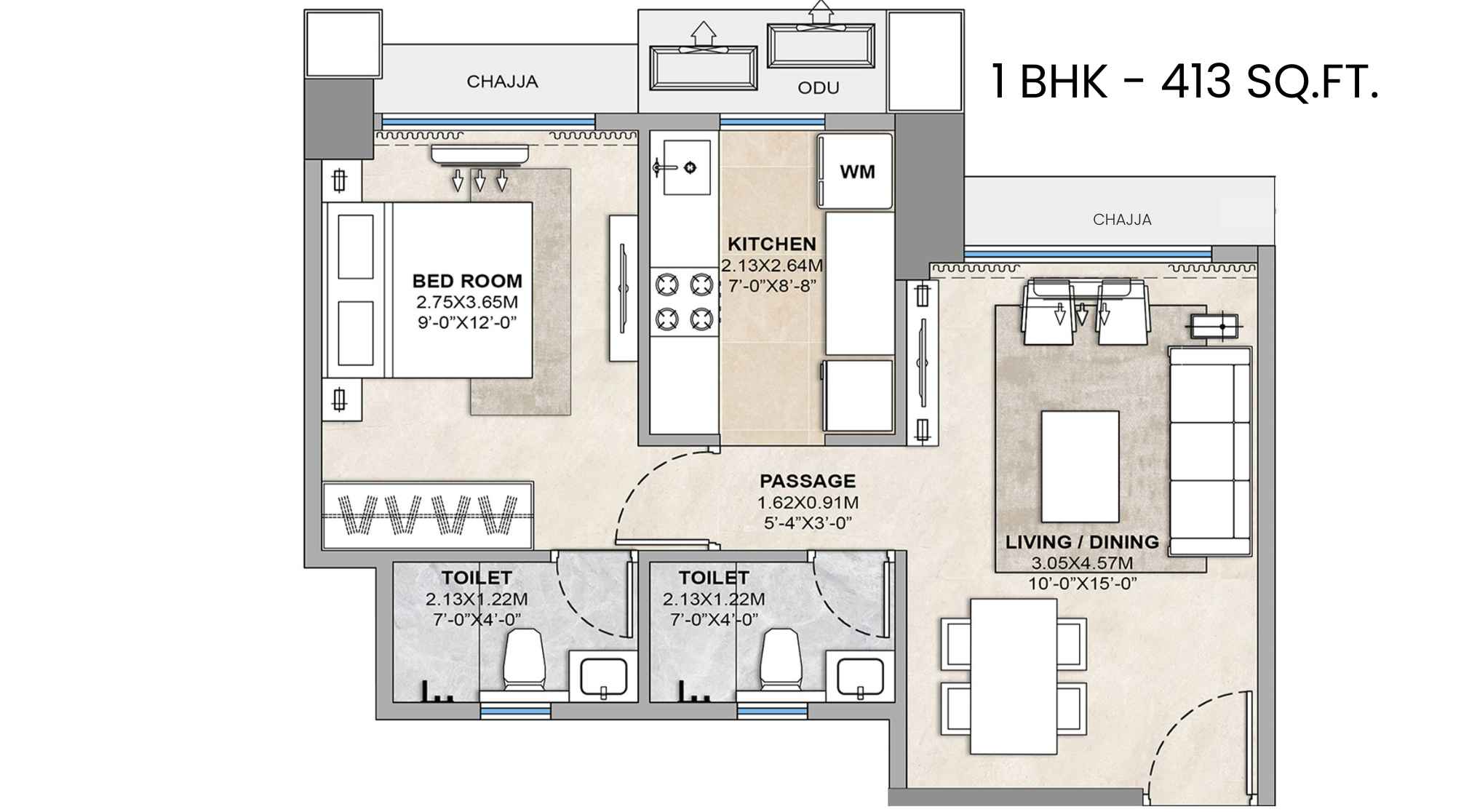 codename-sector-zero-Floor-Plan-1-BHK-413-Sqft