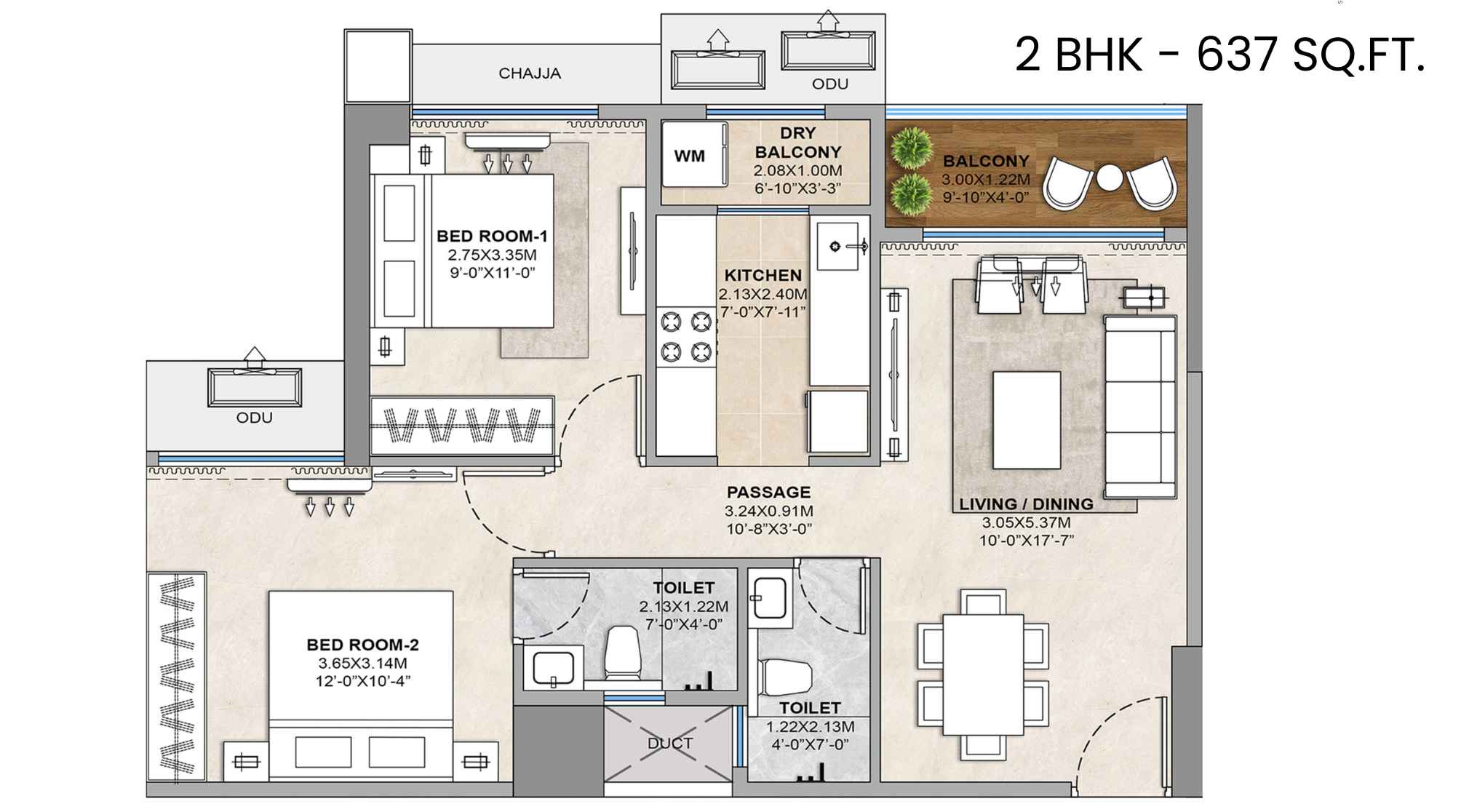 codename-sector-zero-Floor-Plan-2-BHK-637-Sqft
