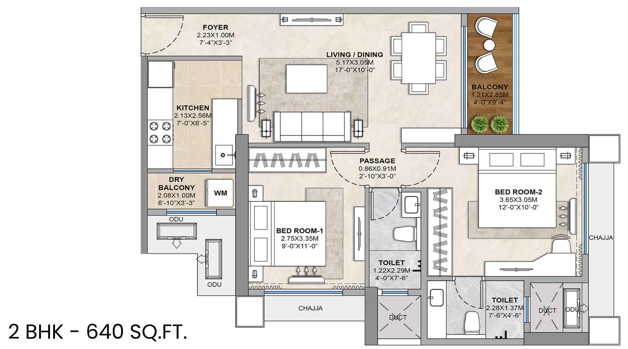 codename-sector-zero-Floor-Plan-2-BHK-640-Sqft