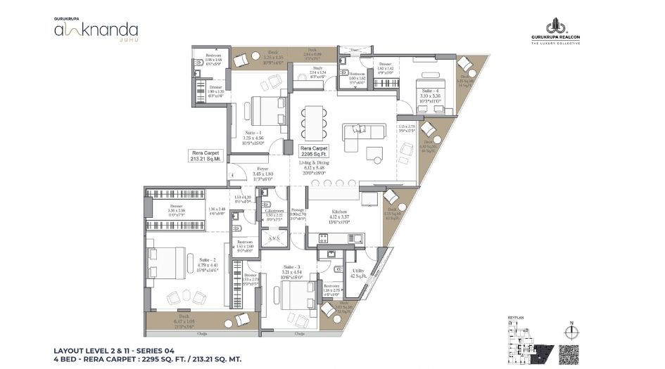 Gurukrupa-Alaknanda-Floor-Plan-4 BHK- 2295 Sqft