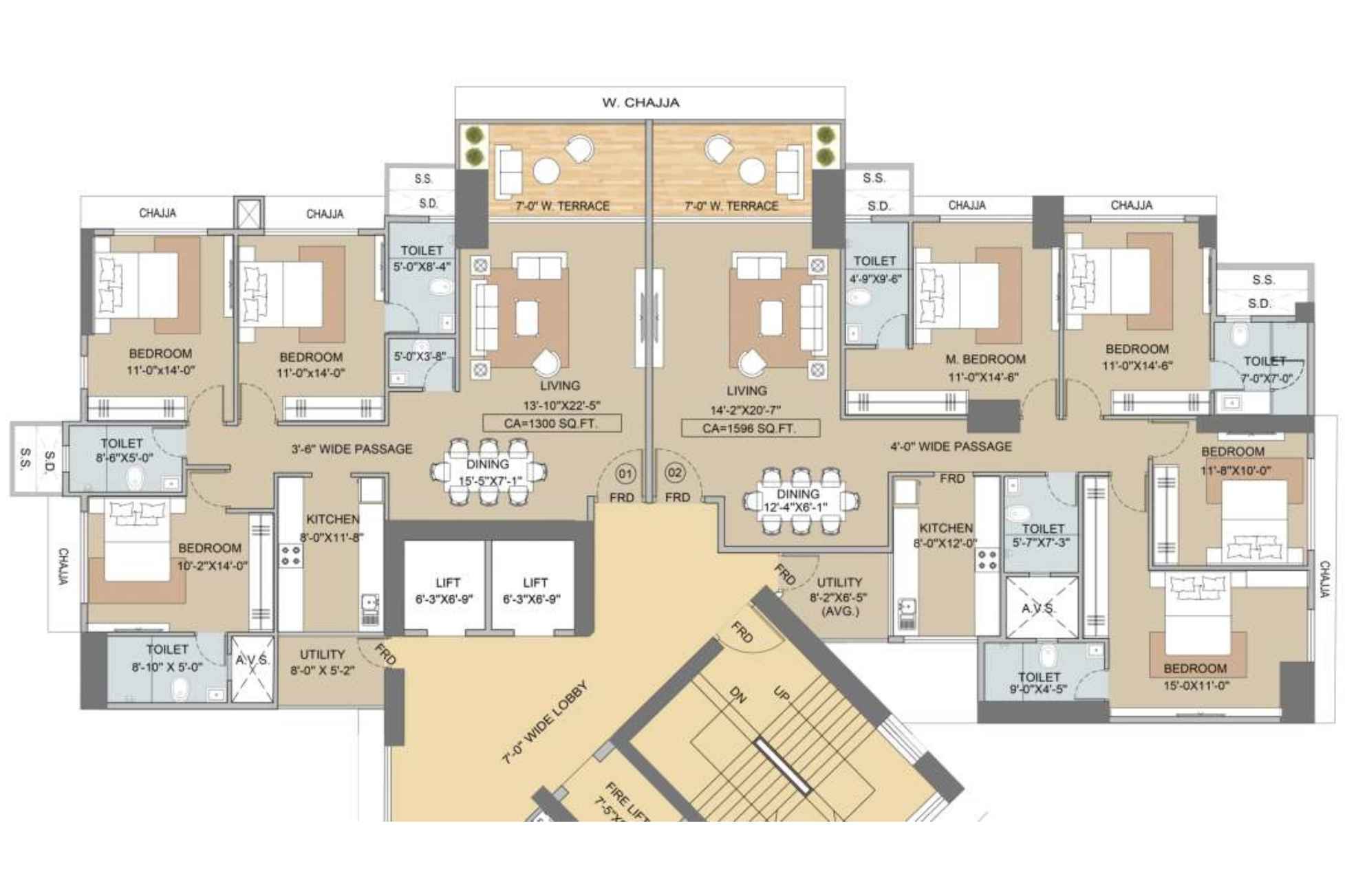 Techno-Aakasa-Floor-Plan-3-BHK-4-BHK