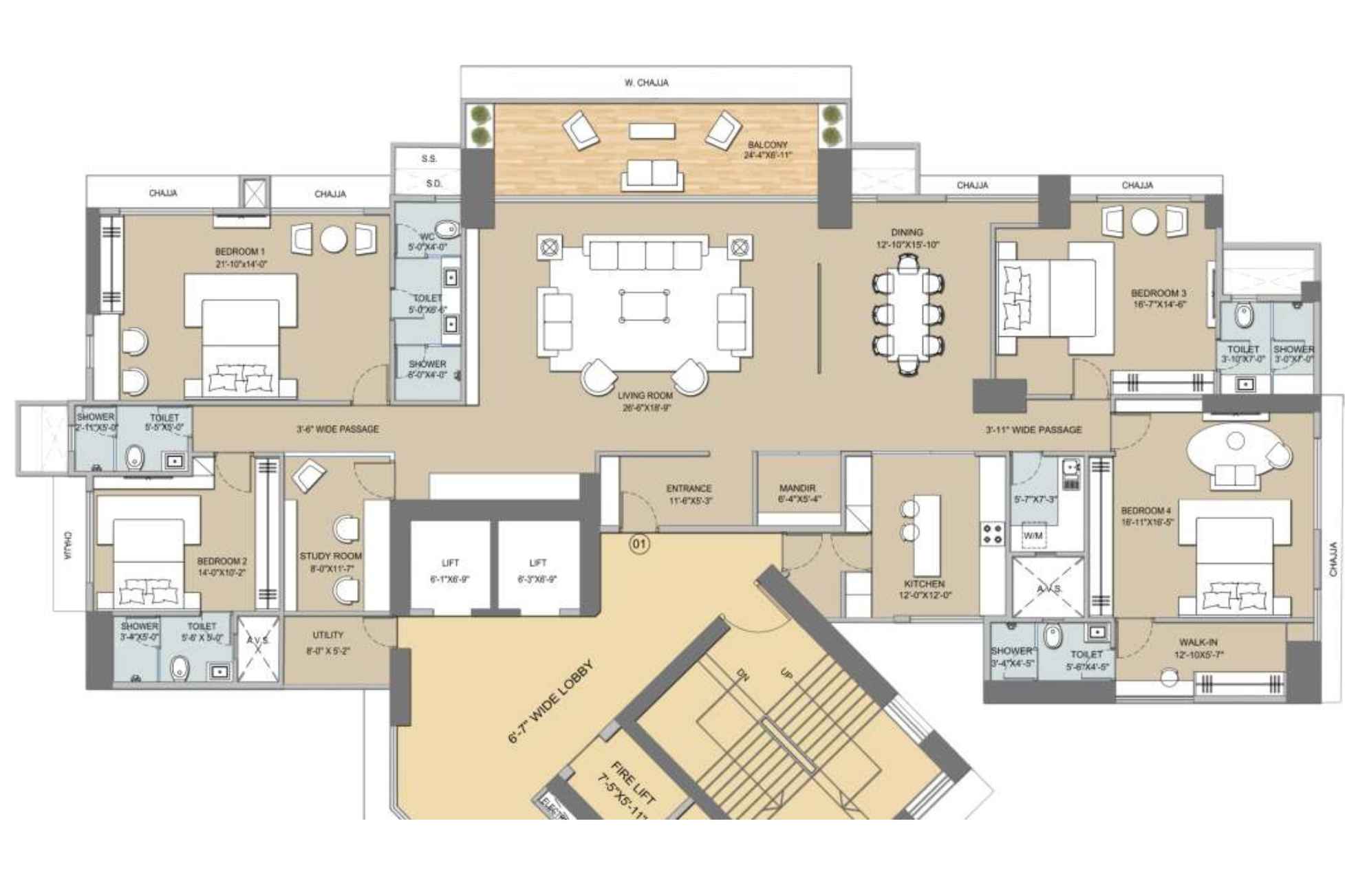 Techno-Aakasa-Floor-Plan-4-BHK