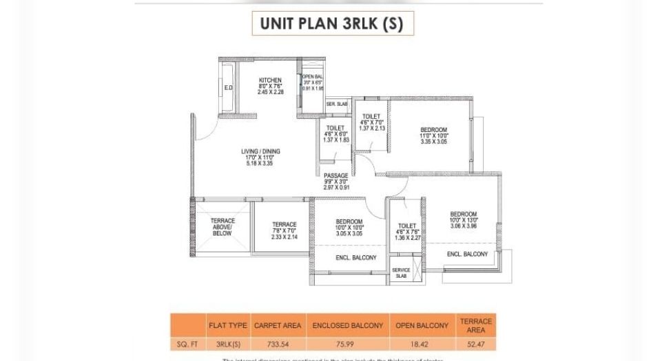 Park-Astra-Floor-Plan-3 BHK-880 Sqft