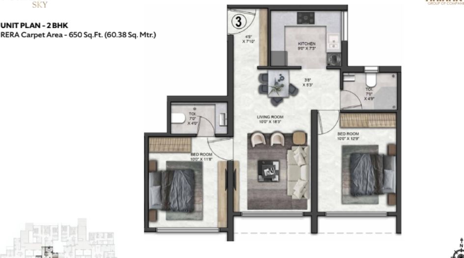 Arihant-Niwara-Sky-Gallery-2BHK-650-Unit-Plan