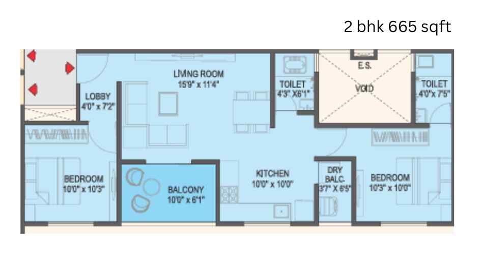 Divine-vastu-Floor-Plan-2-bhk-665-sqft