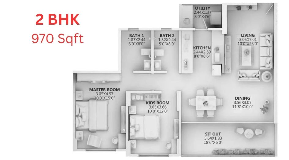 Ganga-ArcadiaAcardia-Floor-Plan-2 BHK-970Sqft