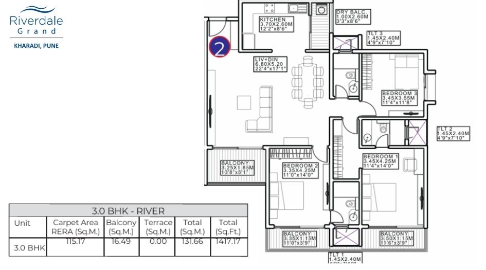 Duville-Riverdale-Grand-FLoor-Plan-3 BHK- 1417 Sqft