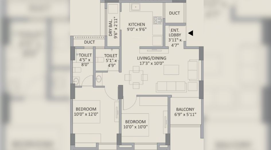 Gangotree-Dashabhuja-Floor-Plan-2 BHK
