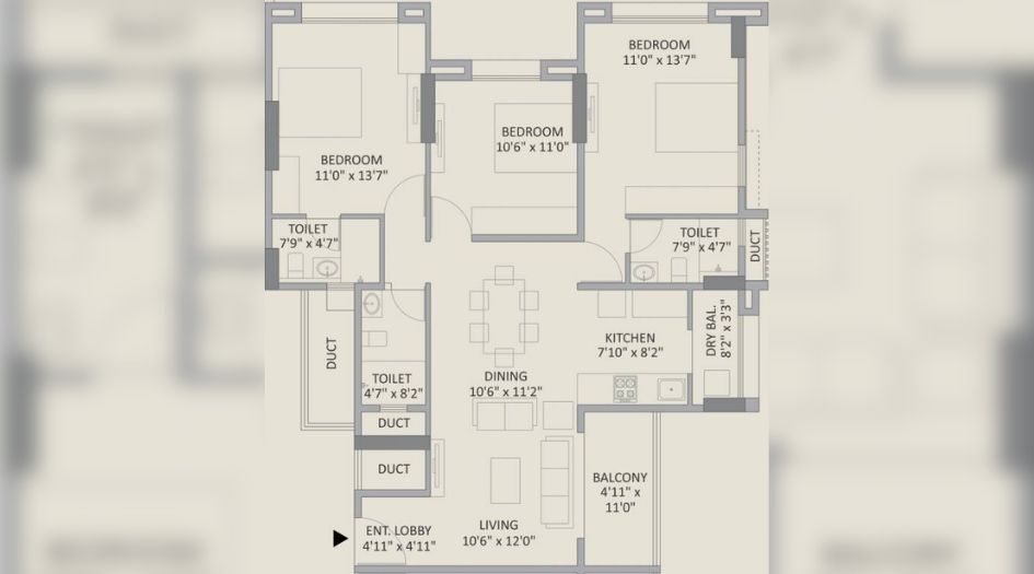 Gangotree-Dashabhuja-Floor-Plan-3 BHK