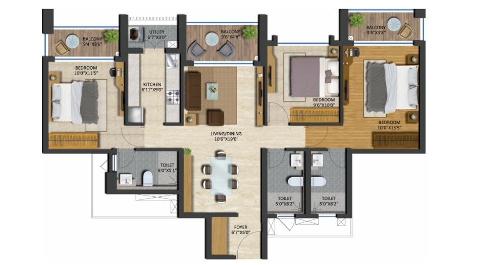 Runwal-The-Central-Park-Floor-Plan-3 BHK-Smart