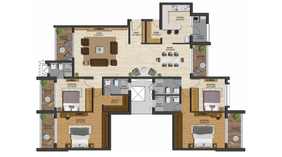 Runwal-The-Central-Park-Floor-Plan-4 BHK-Smart