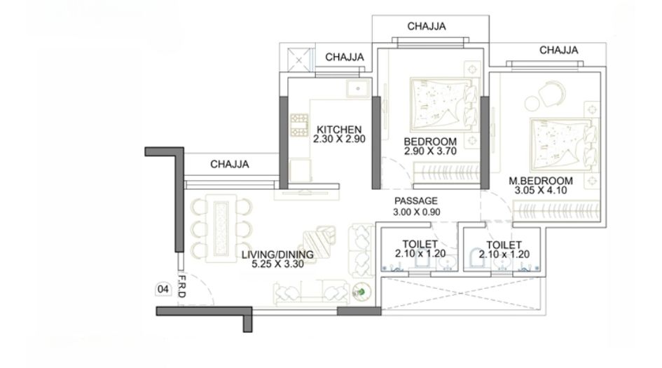 Majestic-Casa-Bella-Gallery-2BHK-622sqft-Unit-Plan