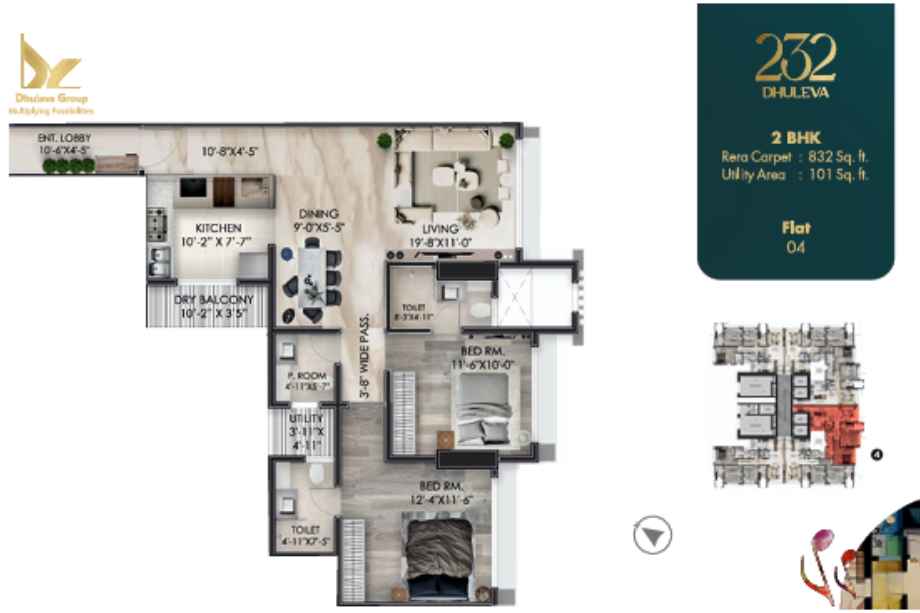 232-Dhuleva-2BHK-832sqft