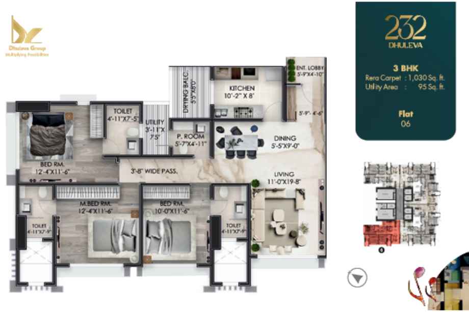 232-Dhuleva-3BHK-1030sqft
