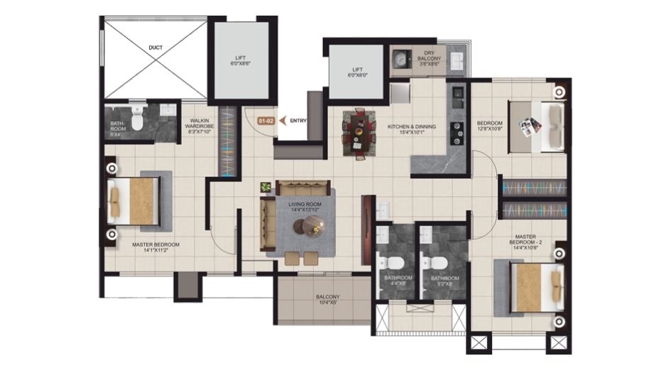 Kshitij-Residency-Gallery-3BHK-1105sqft-unit-plan