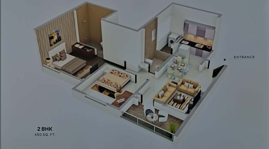 Omsai-White-House-Floor-Plan-2 BHK-650 Sqft