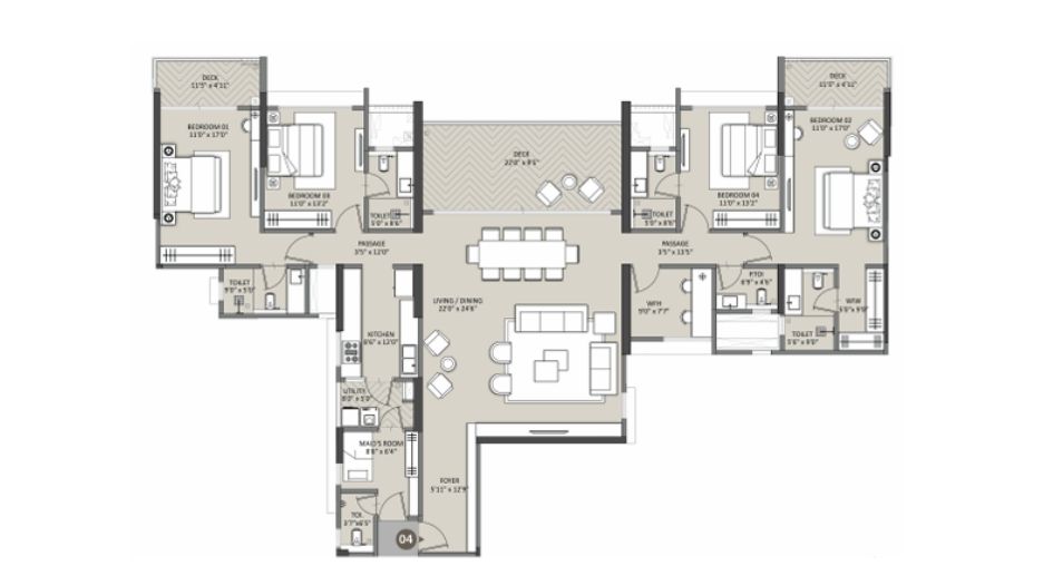 K-Raheja-Aurum-4.5BHK-2500sqft-unit-plan