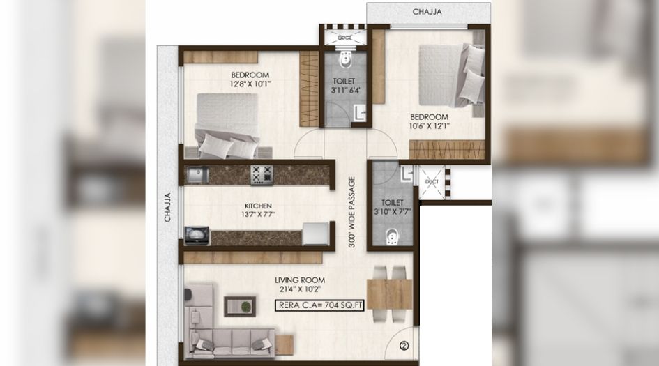 PCPL-You-&-I-Floor-Plan-2 BHK- 704 Sqft