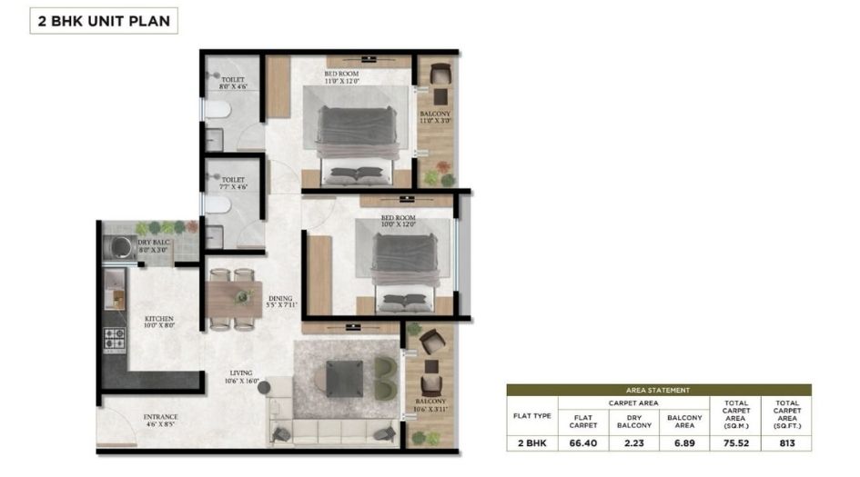 Triaa-Nestera-Floor-Plan-2 BHK