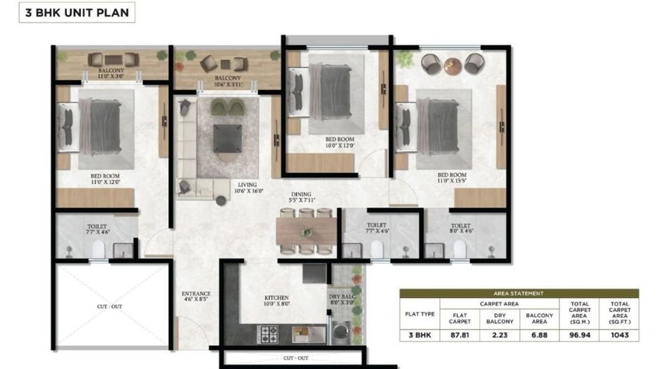 Triaa-Nestera-Floor-Plan-3 BHK