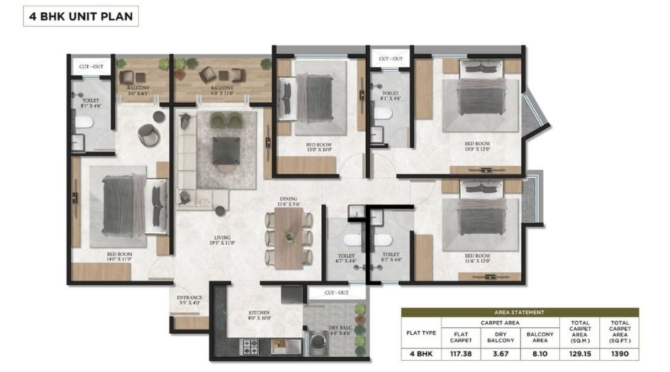 Triaa-Nestera-Floor-Plan-4 BHK