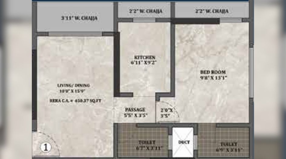 Prithvi-Pearl-1BHK-450sqft-Unit-Plan