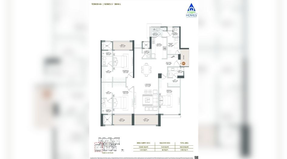 Raheja-Galaxy-Celina-Floor-Plan-3 BHK-Series-3