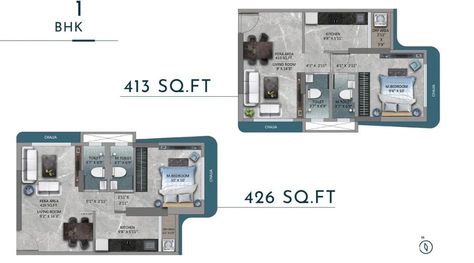 Goyal-Atlantis-Floor-Plan-1 BHK-413 _ 426 Sqft