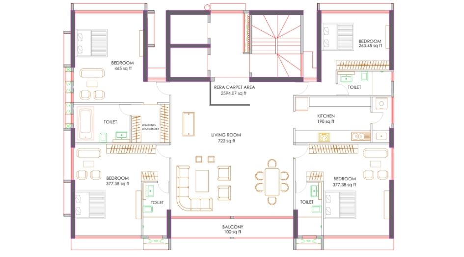 Bafna-Siddhgiri-Internal-Floor-Plan-3 BHK-1286 Sqft