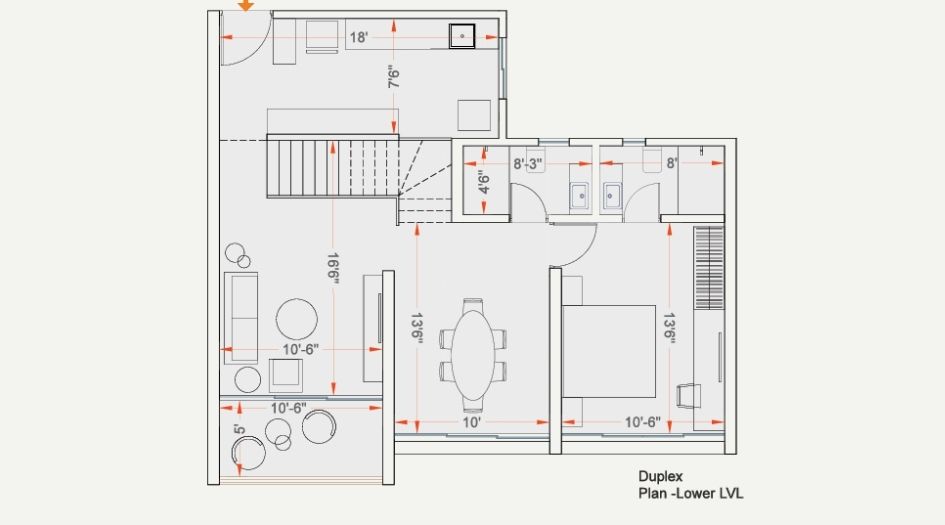 Kumar-Parth-Towers-Floor-Plan- 4 BHK-Duplex- 1548 Sqft-Lower-Floor