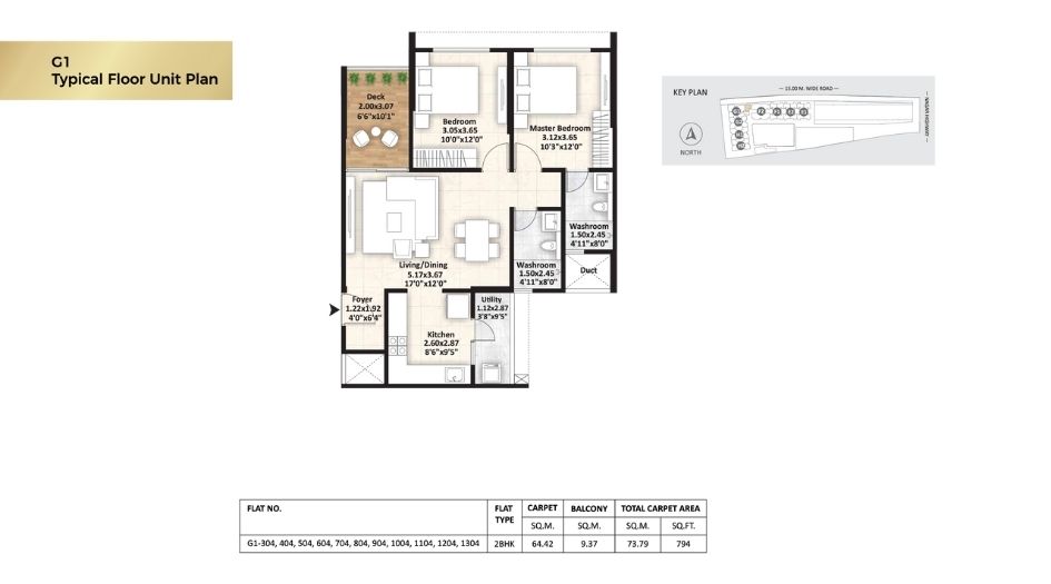Gagan-Adira-Floor-Plan-2 BHK-794 Sqft