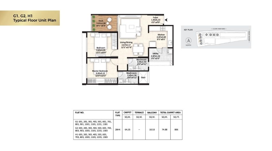 Gagan-Adira-Floor-Plan-2 BHK-806 Sqft
