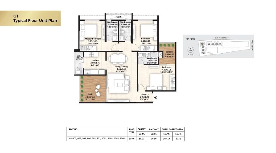 Gagan-Adira-Floor-Plan-3 BHK- 1132 Sqft