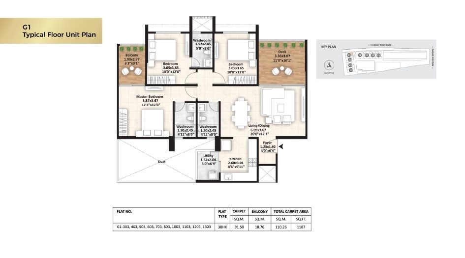 Gagan-Adira-Floor-Plan-3 BHK-1187 Sqft