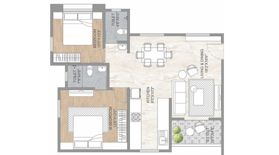 Ranjekar-Tirth-FLoor-Plan-A-Wing-2 BHK-806 Sqtf