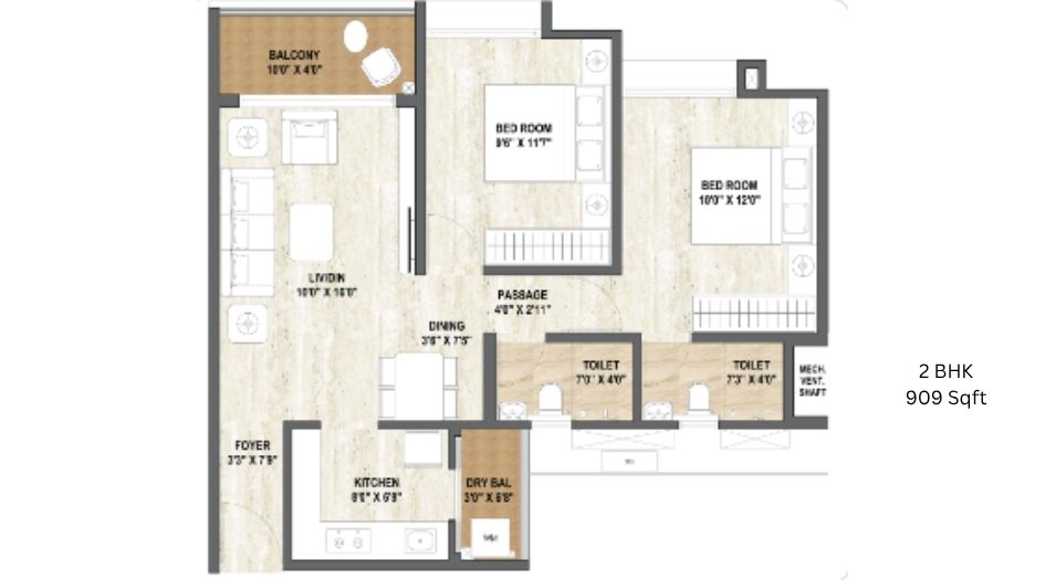 Boston-Pride-world-city-Gallery-2 BHK-Floor Plan