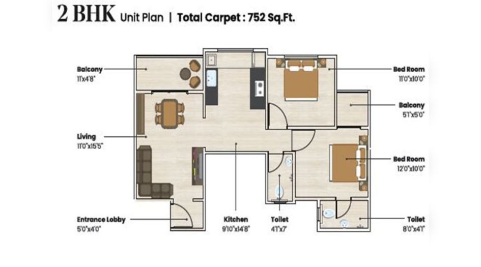 Sentosa Ekam-Gallery-2BHk-Floor-Plan