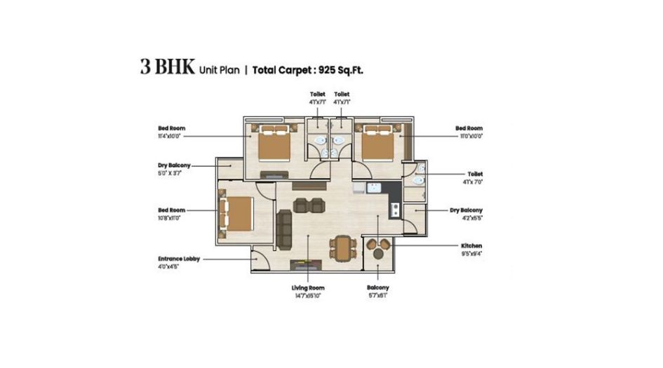 Sentosa Ekam-Gallery-3BHK-Floor-Plan