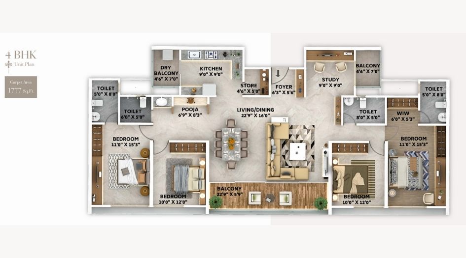 Majestique-New-Friend-Floor-Plan-4 BHK- 1777 Sqft