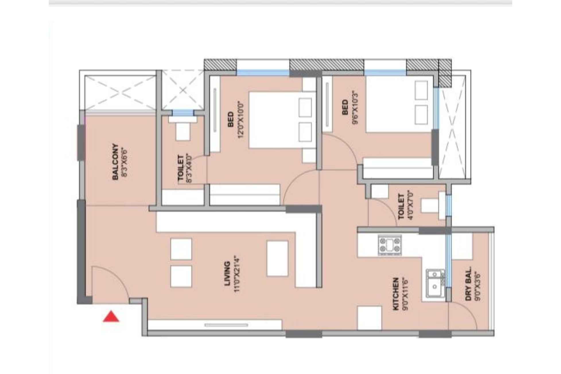 Renuka-Madhuban-Floor-Plan-2BHK-746-815-Sqft