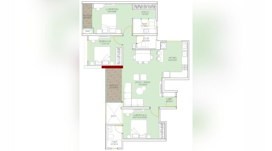 Urway-Aikyam-3BHK-1035sqft-unit-plan