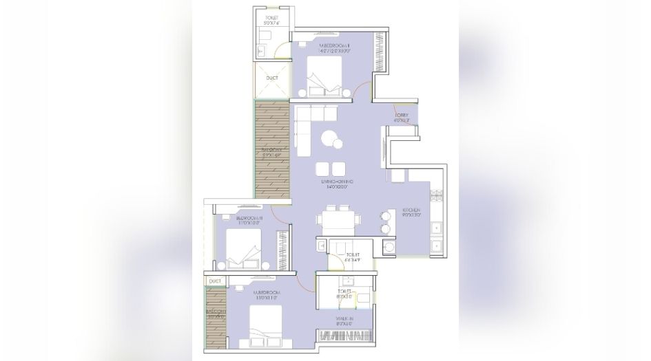 Urway-Aikyam-3BHK-1133Sqft-unit-plan