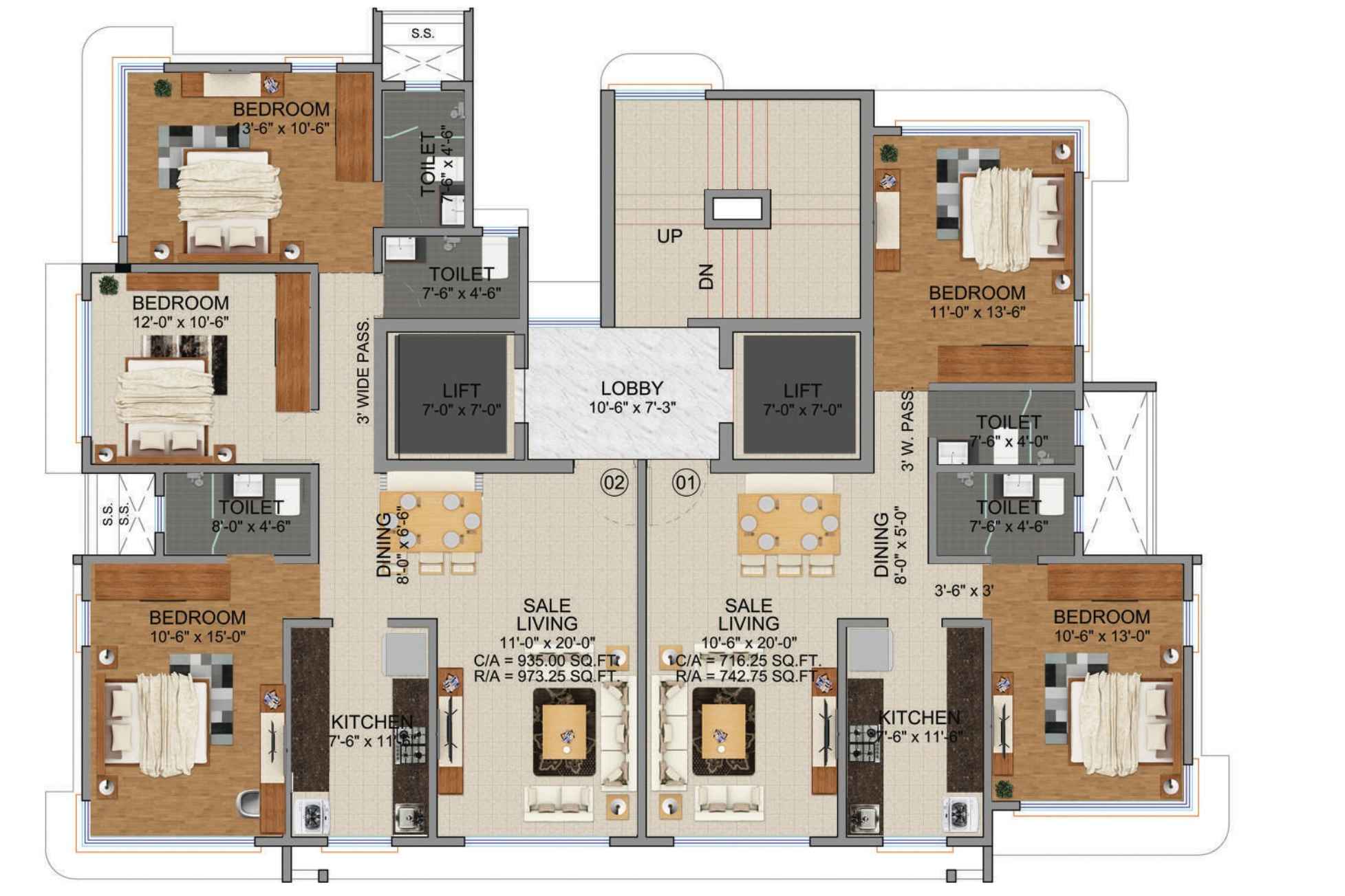 Zee-Manubharati-Typical-Floor-Plan-Wing-A