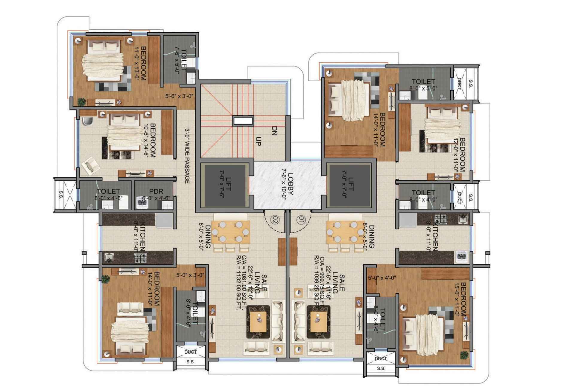 Zee-Manubharati-Typical-Floor-Plan-Wing-B