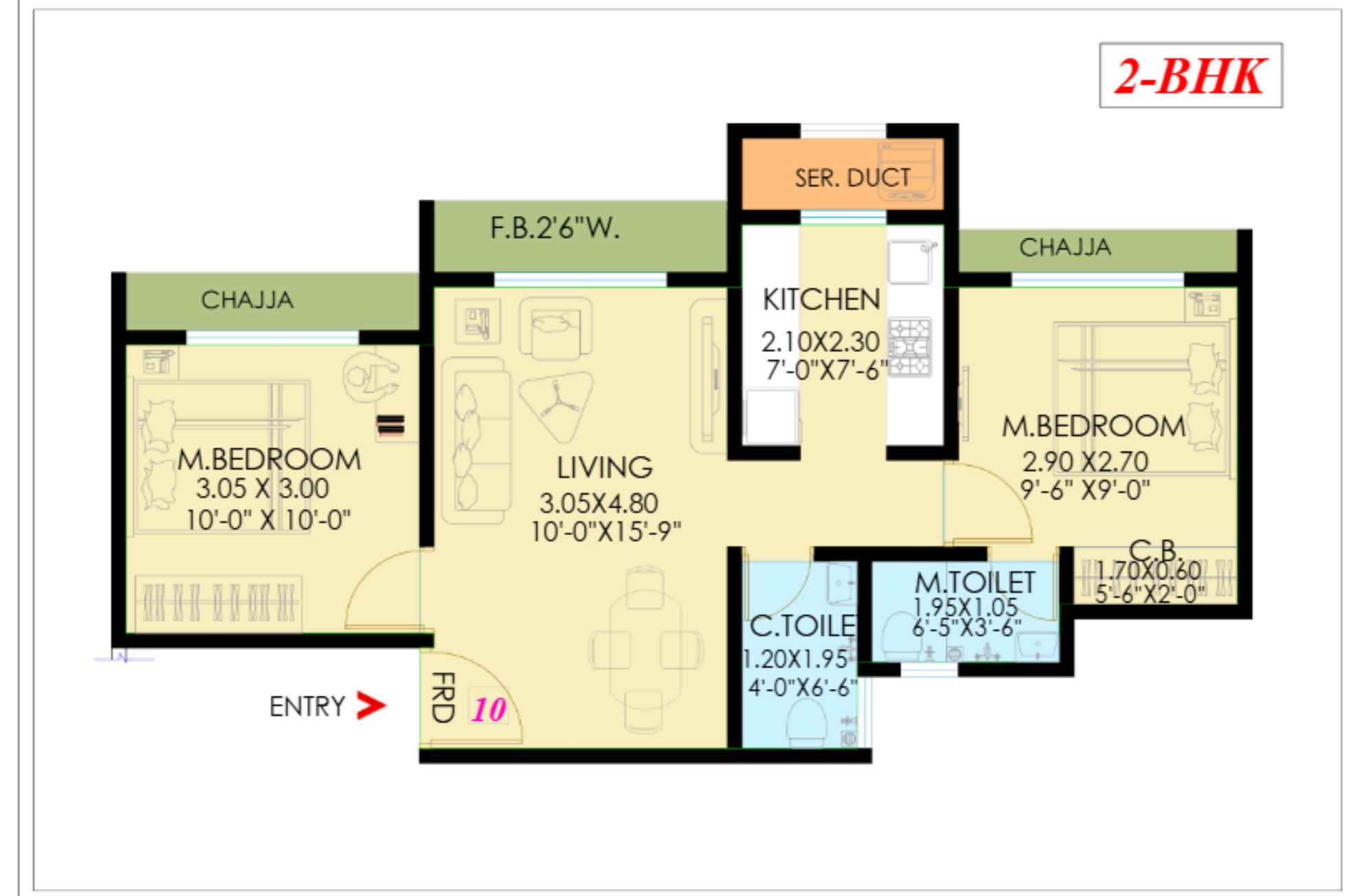Nemmi-Panchganga-Floor-Plan-2BHK-612-SQ.FT