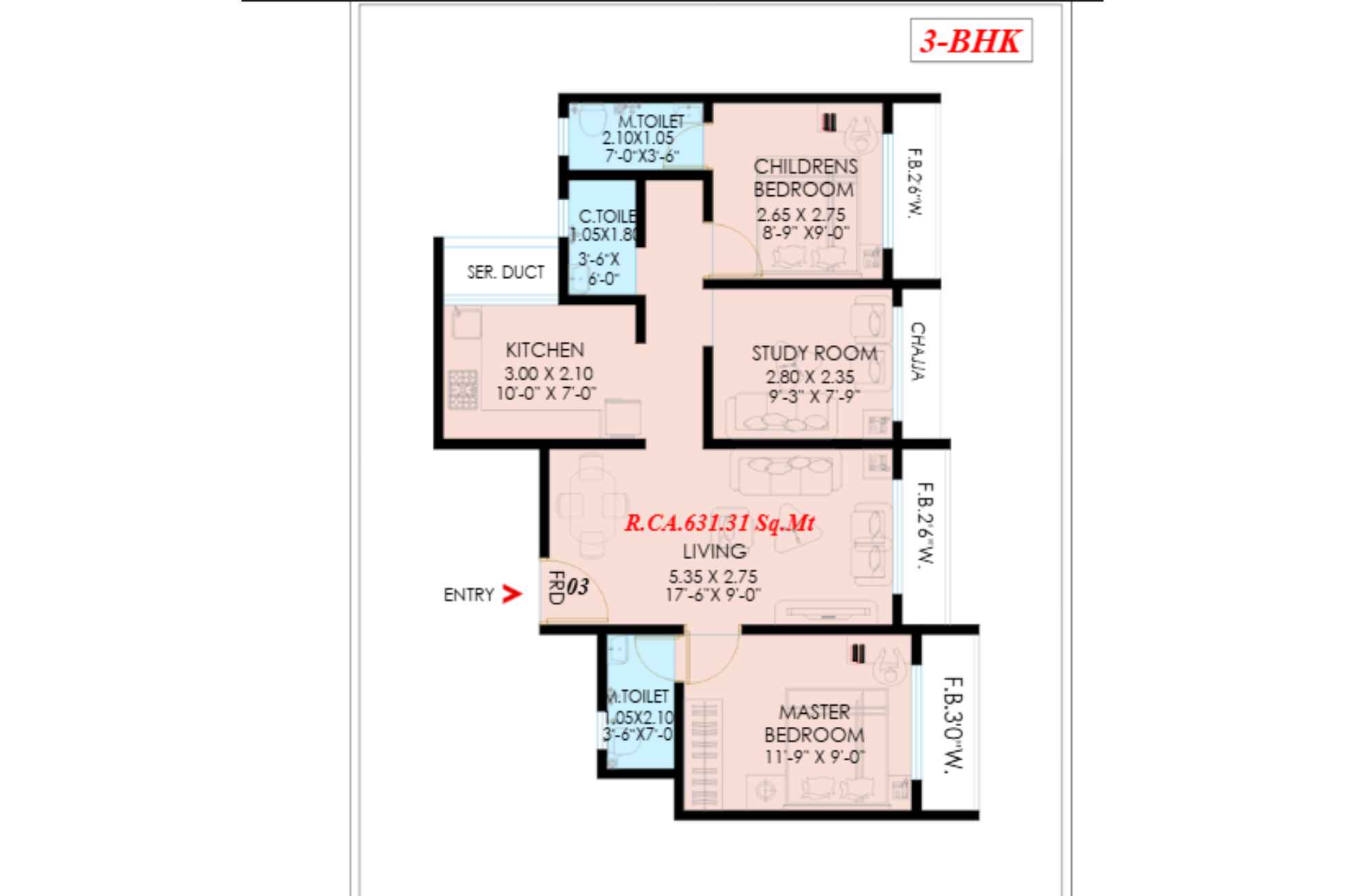 Nemmi-Panchganga-Floor-Plan-3BHK-631-SQ.FT