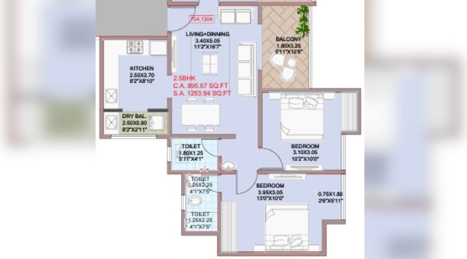 Primal-Saundaryam-2.5BHK-896-sqft-unit-plan