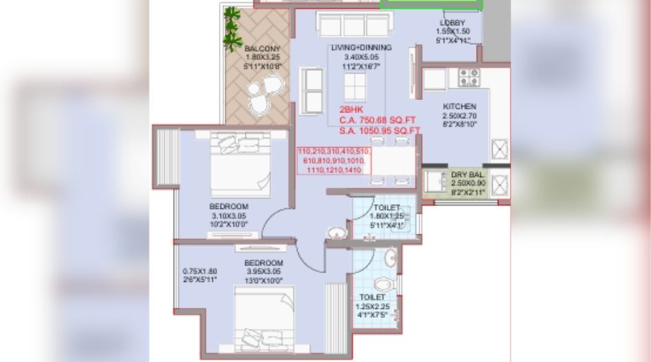 Primal-Saundaryam-2BHK-751-sqft-unit-plan